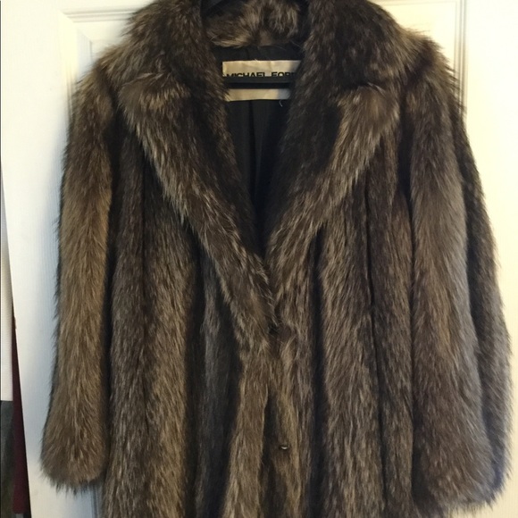 MICHAEL FORREST VINTAGE RACCOON FUR FULL LGTH COAT - Picture 2 of 7